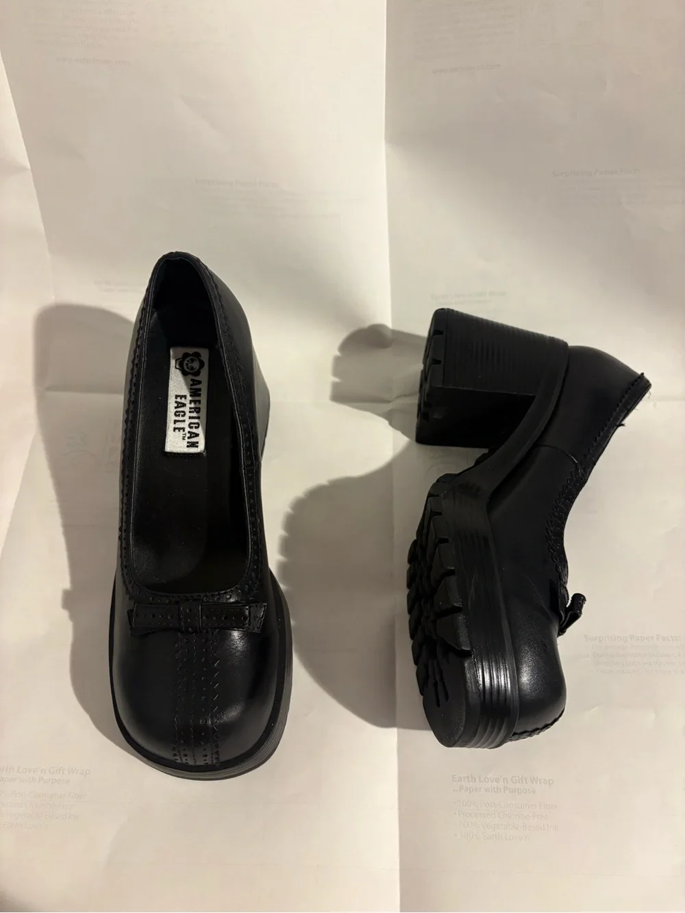 Vintage American Eagle black heeled loafers  Size 6.5 In pristine condition